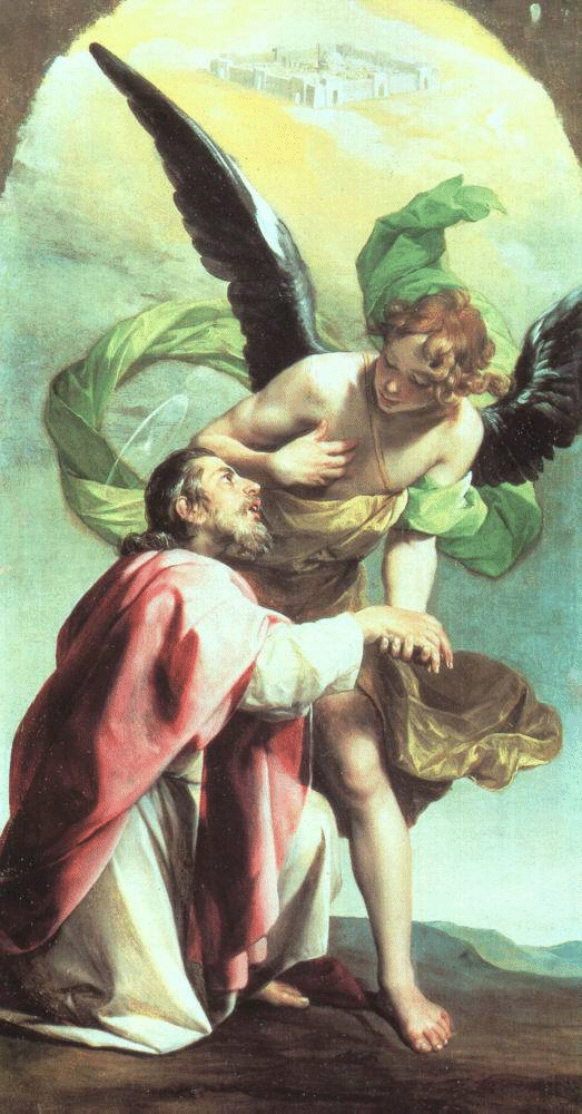 John falls at the feet of the angel